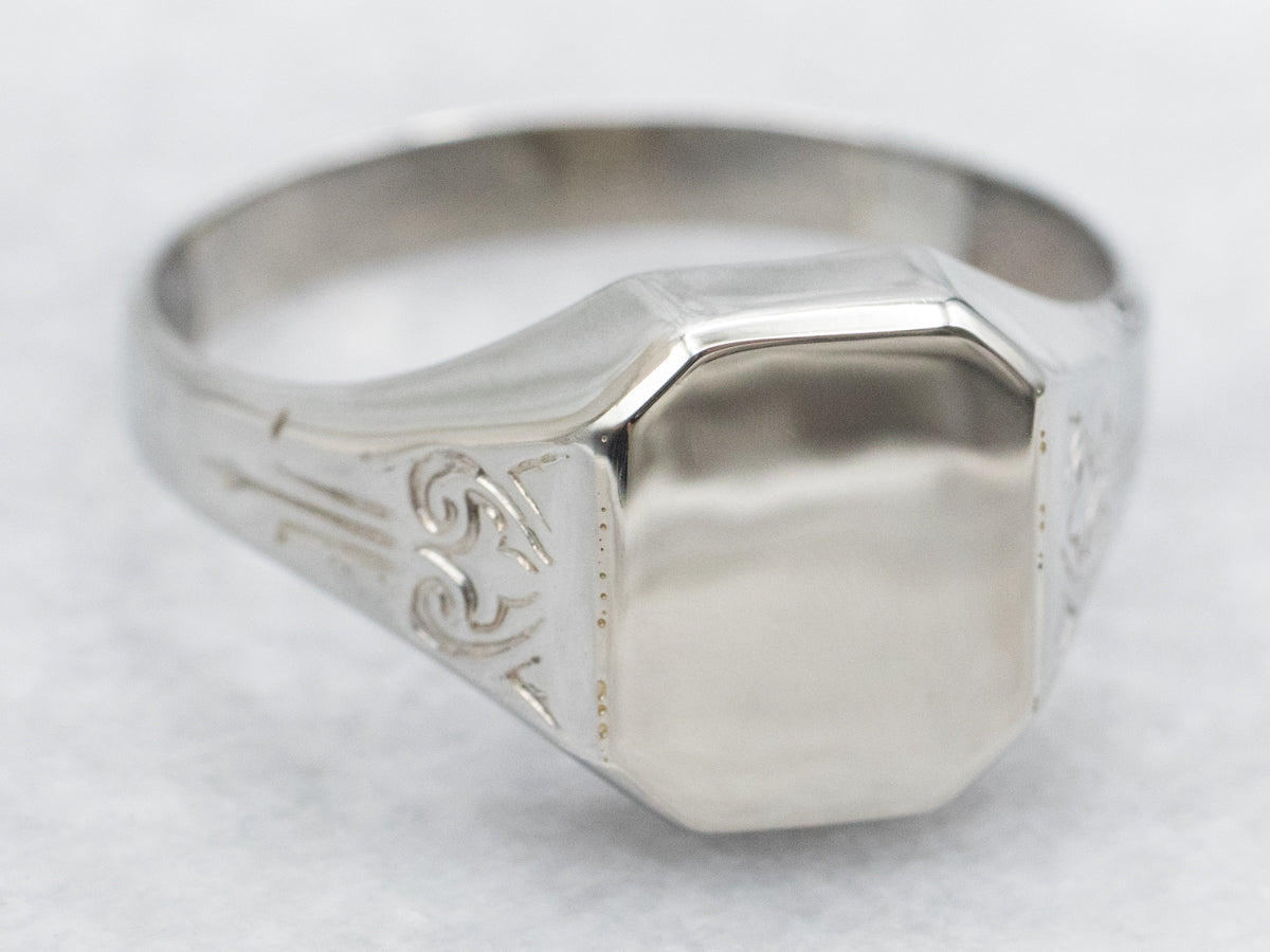 Men's Vintage Silver and top Gold Signet Ring