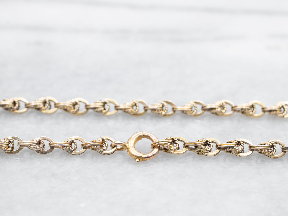 Textured Link Chain with Spring Ring Clasp