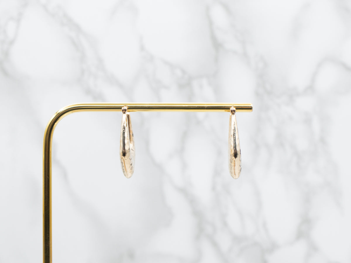 Puffy Gold Hammered Hoop Earrings