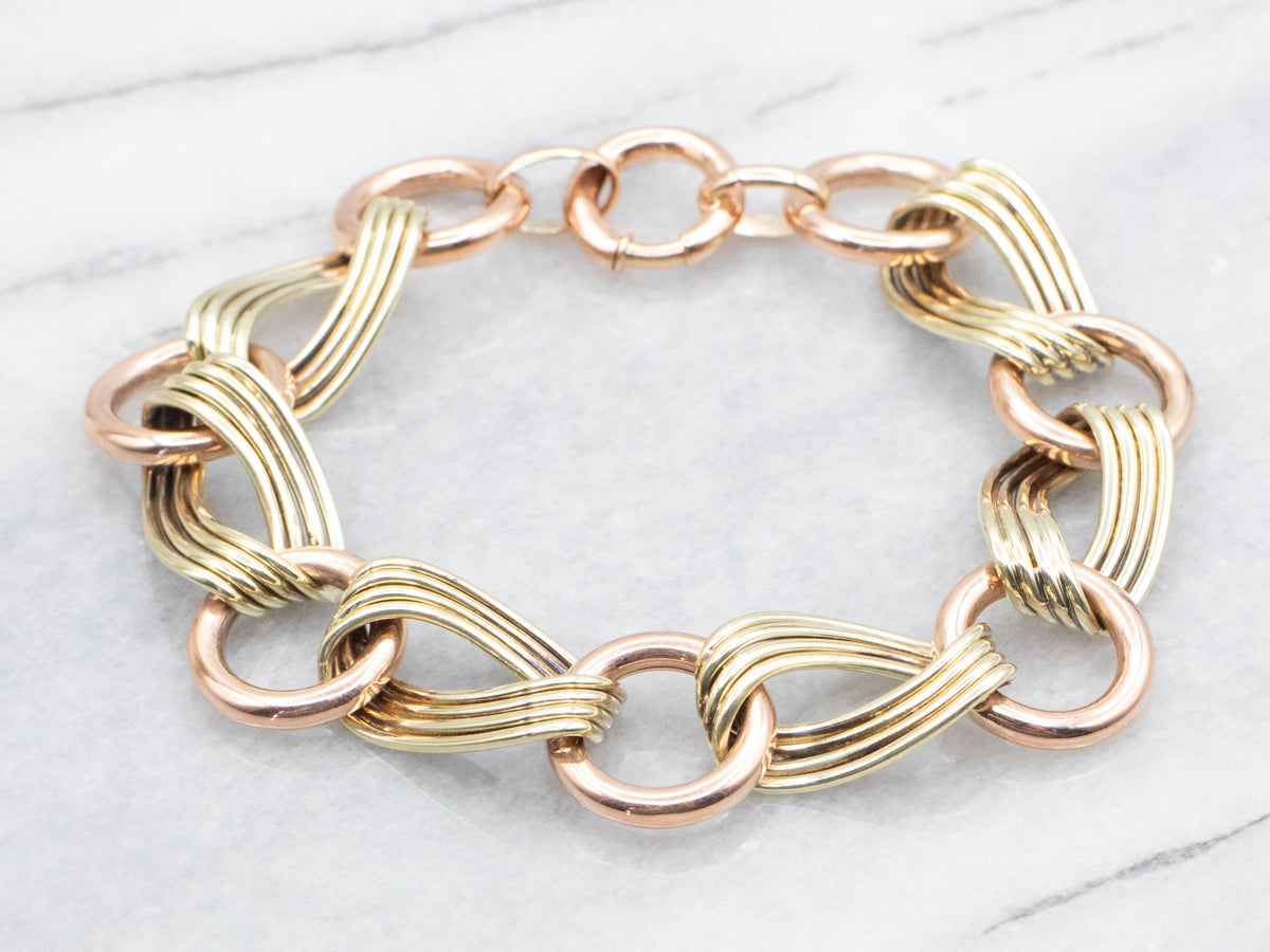 Chunky Two Tone Gold Chain Link Bracelet