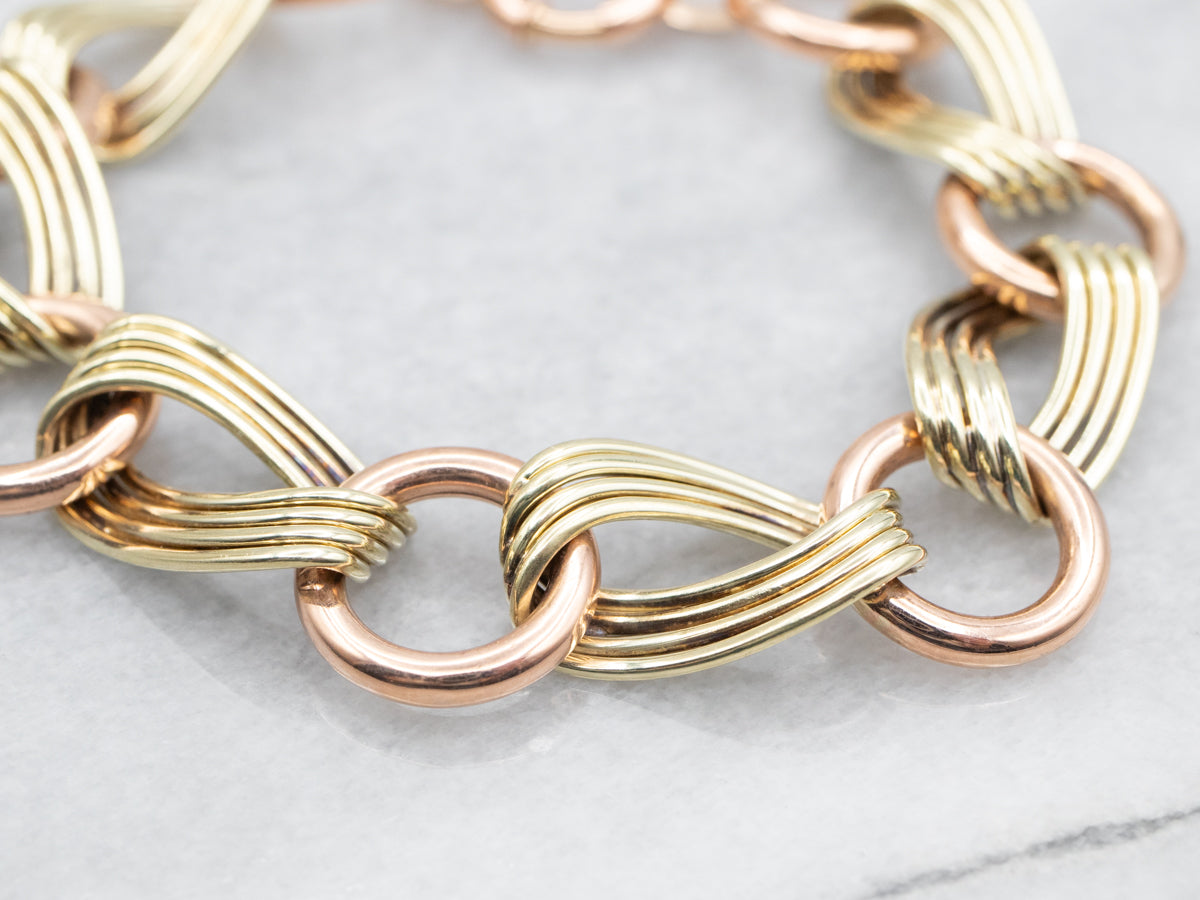 Chunky Two Tone Gold Chain Link Bracelet