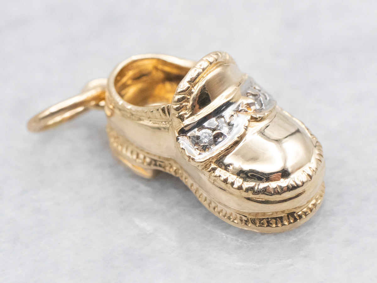 Diamond Set Baby Shoe Charm Pendant