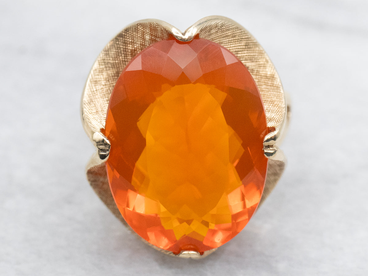 Mexican Fire Opal and Gold Cocktail Ring