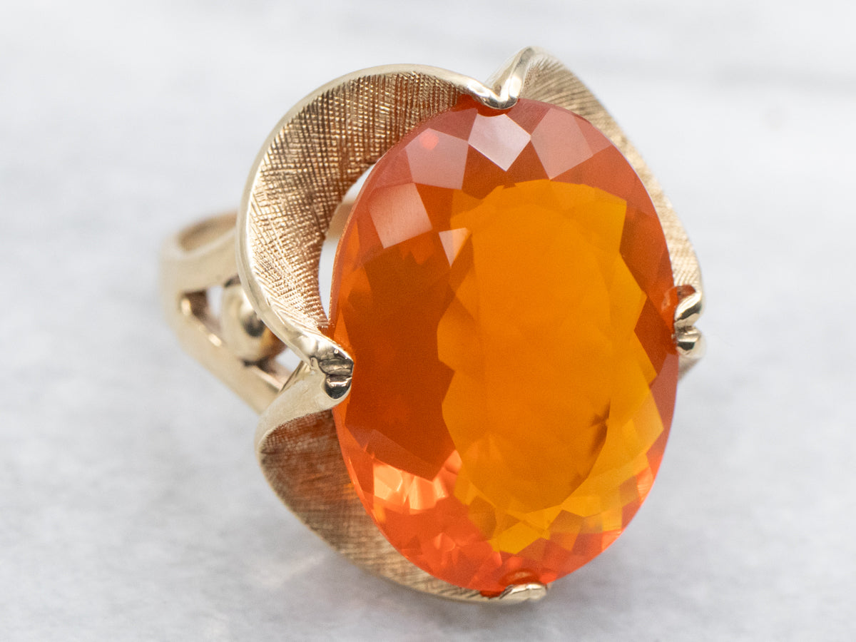 Mexican Fire Opal and Gold Cocktail Ring