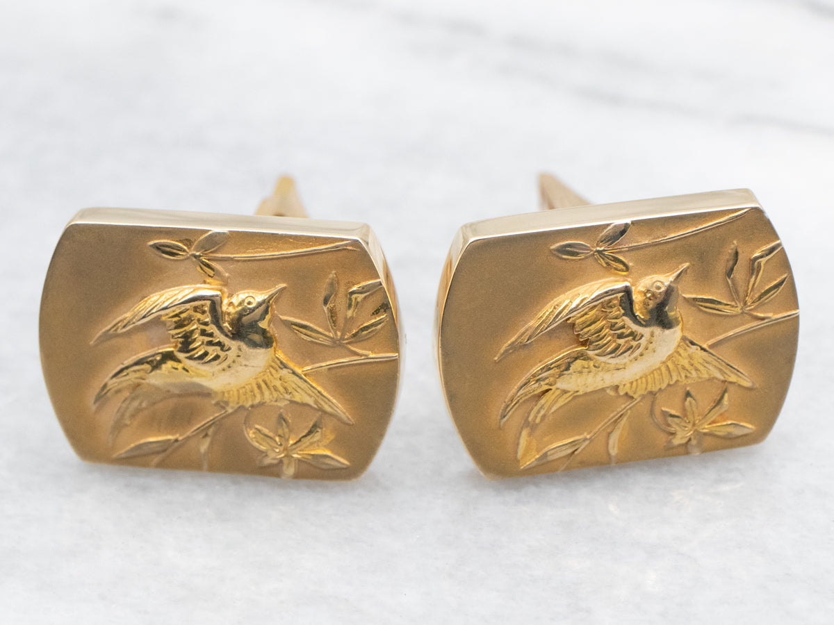 Beautiful Golden Sparrow Cufflinks