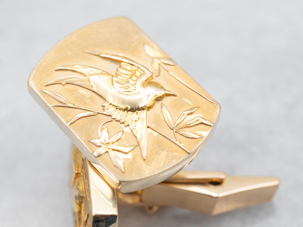 Beautiful Golden Sparrow Cufflinks