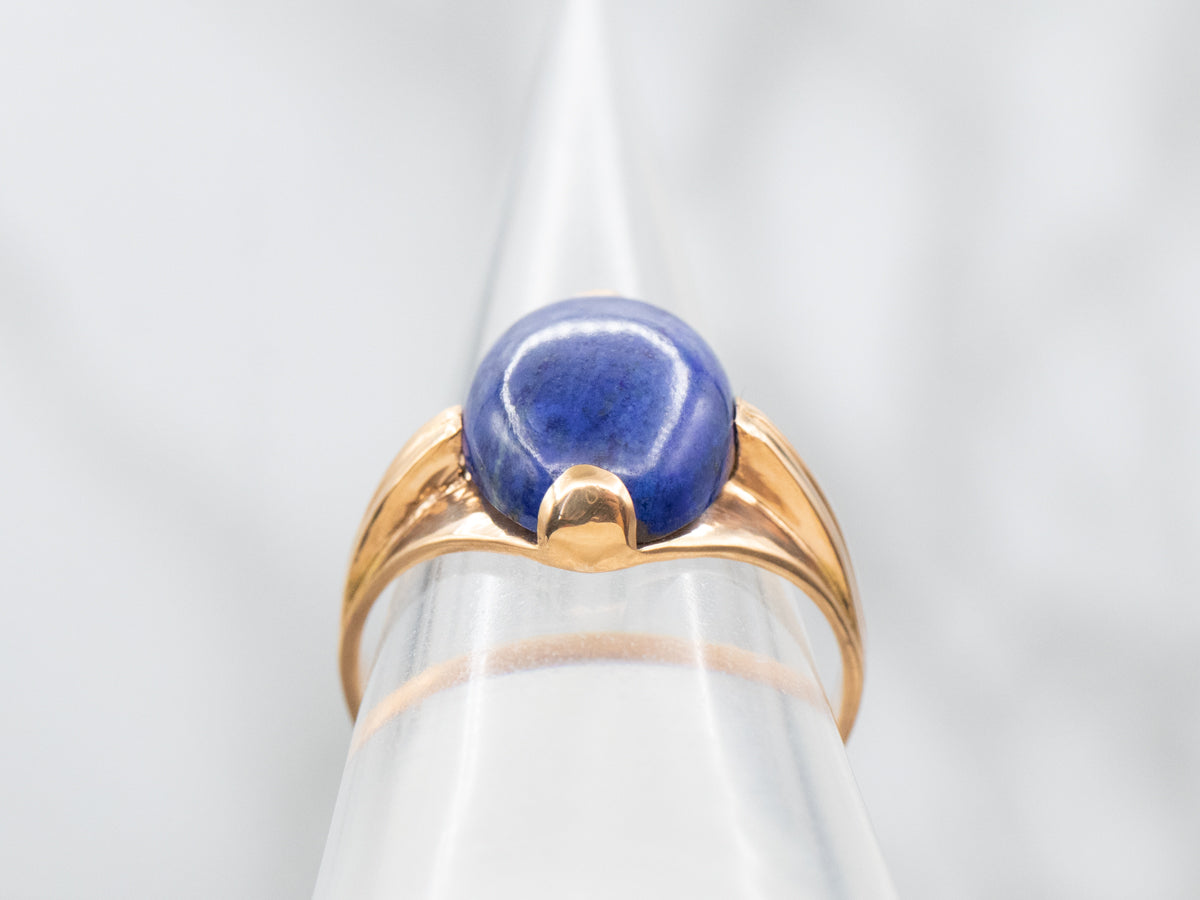 Mid-Century 21K Gold Lapis Unisex Ring