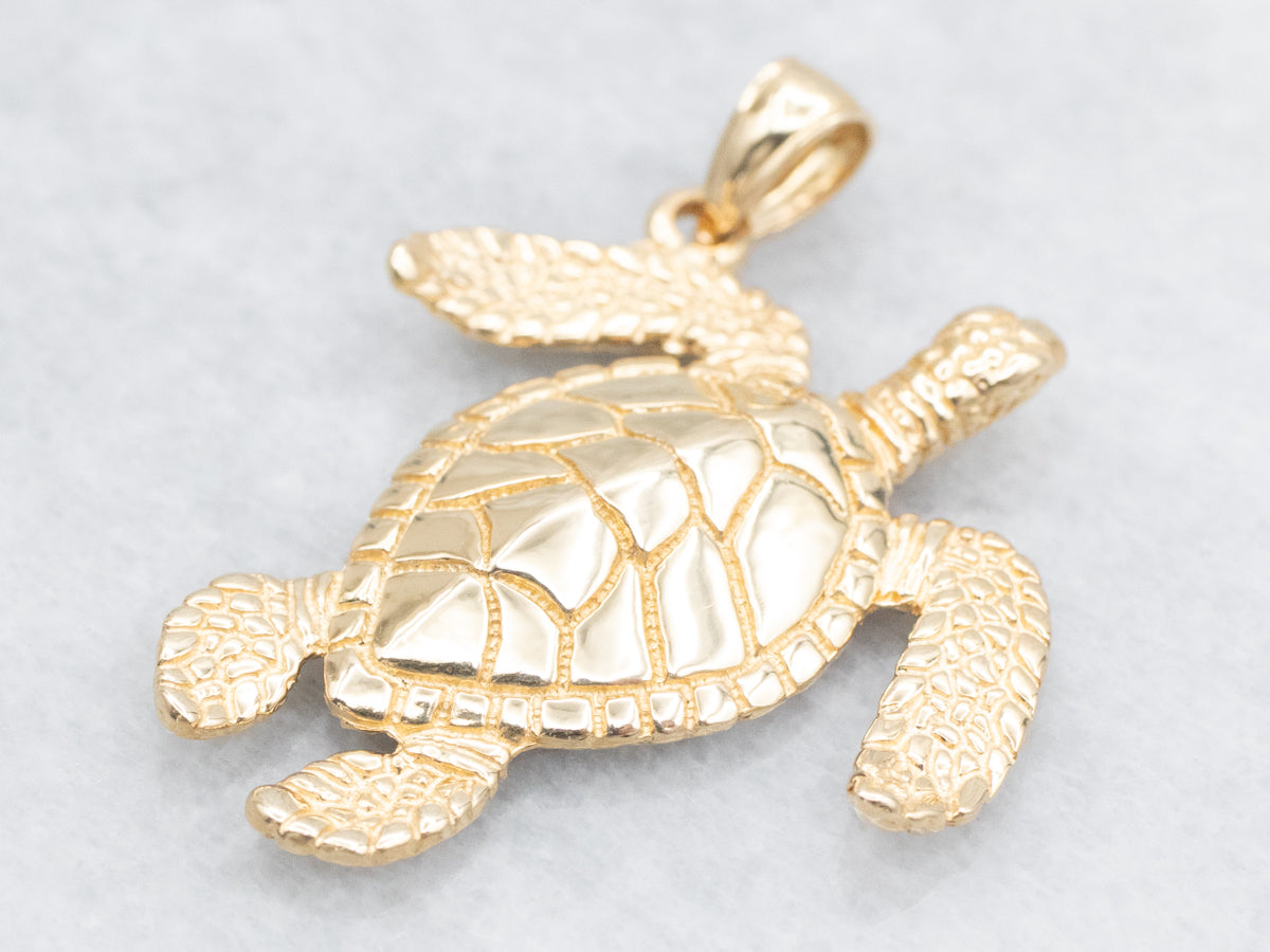 Yellow Gold Sea Turtle Pendant