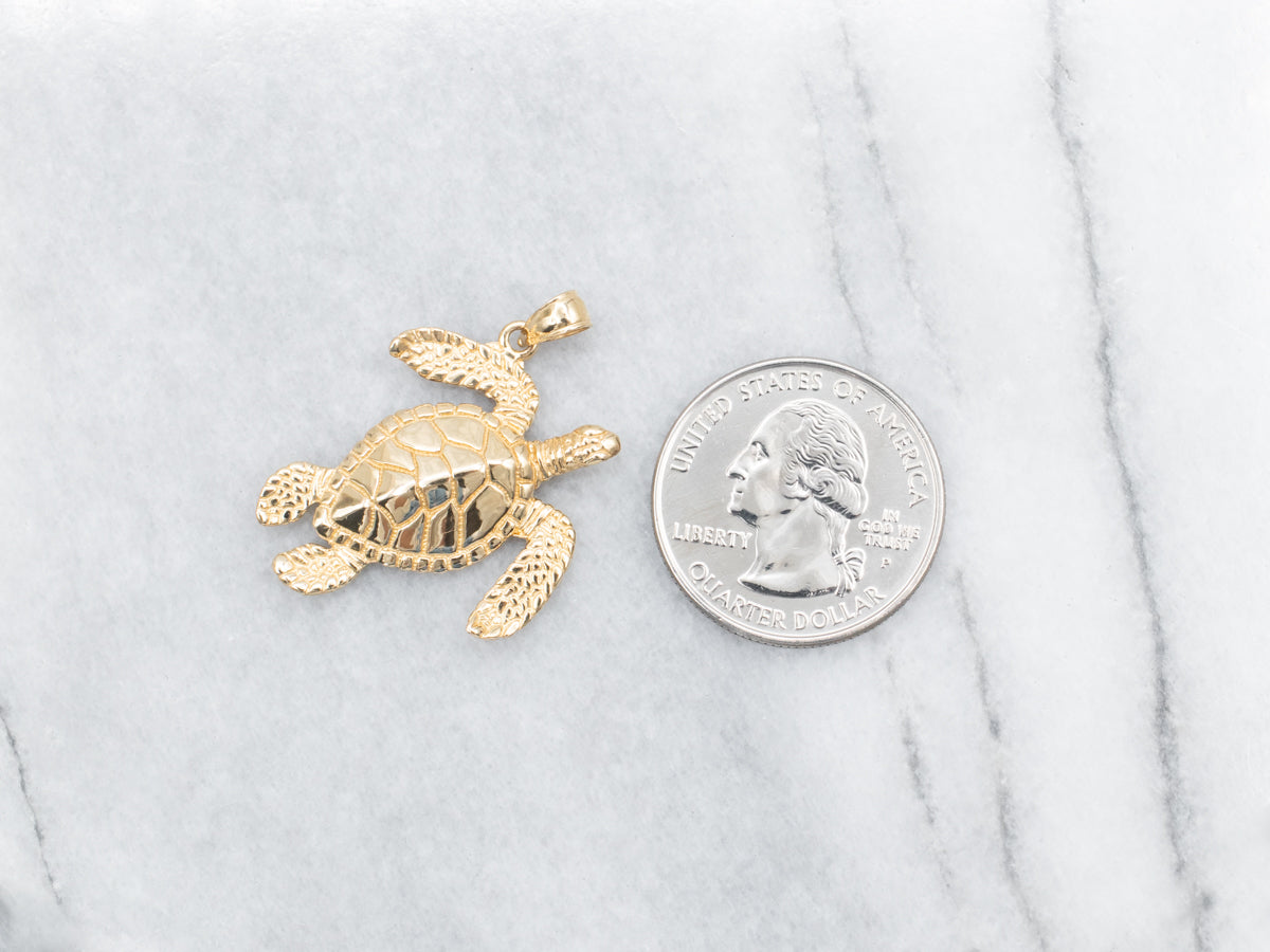 Yellow Gold Sea Turtle Pendant