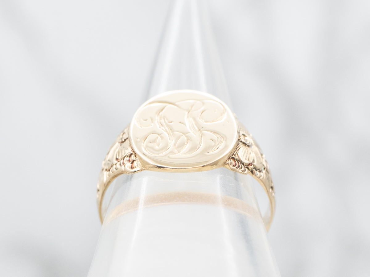 Victorian "LL" Engraved Gold Signet Ring