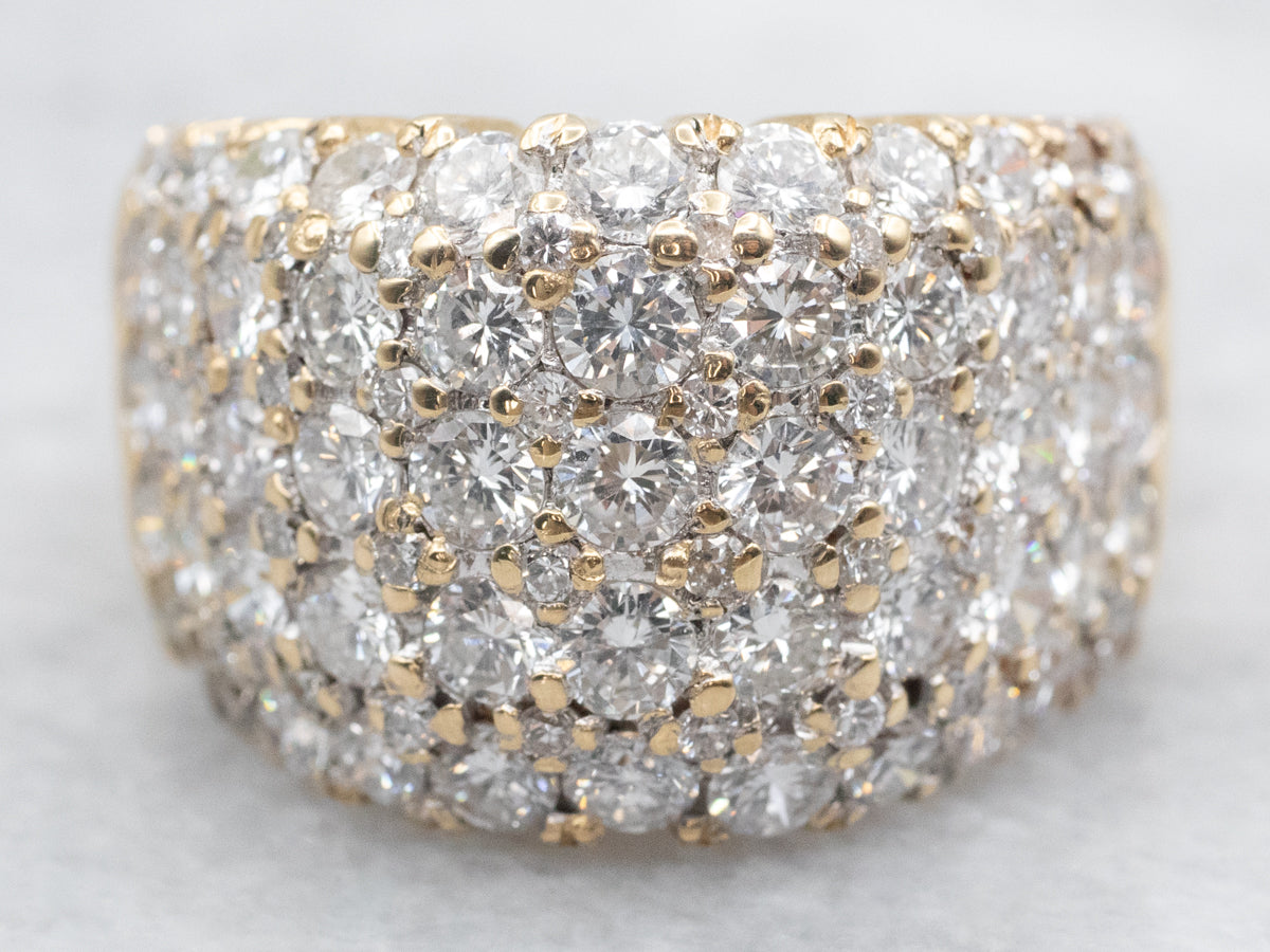 Domed Gold Diamond Cocktail Band