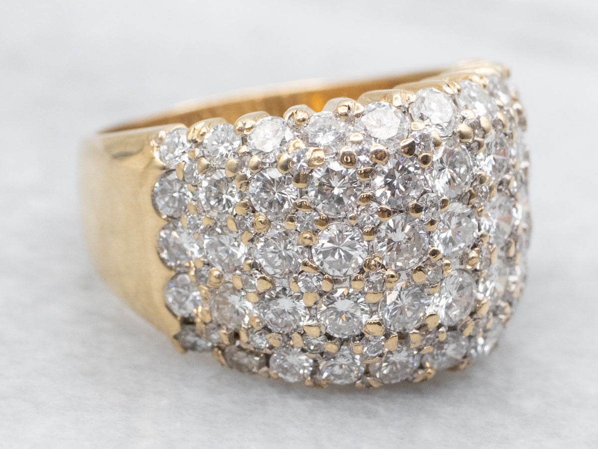 Domed Gold Diamond Cocktail Band