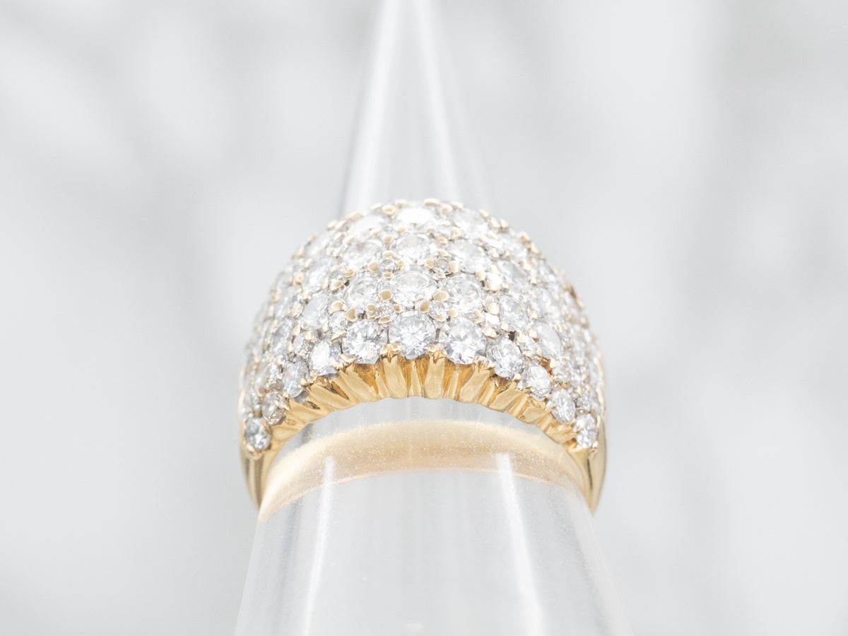 Domed Gold Diamond Cocktail Band