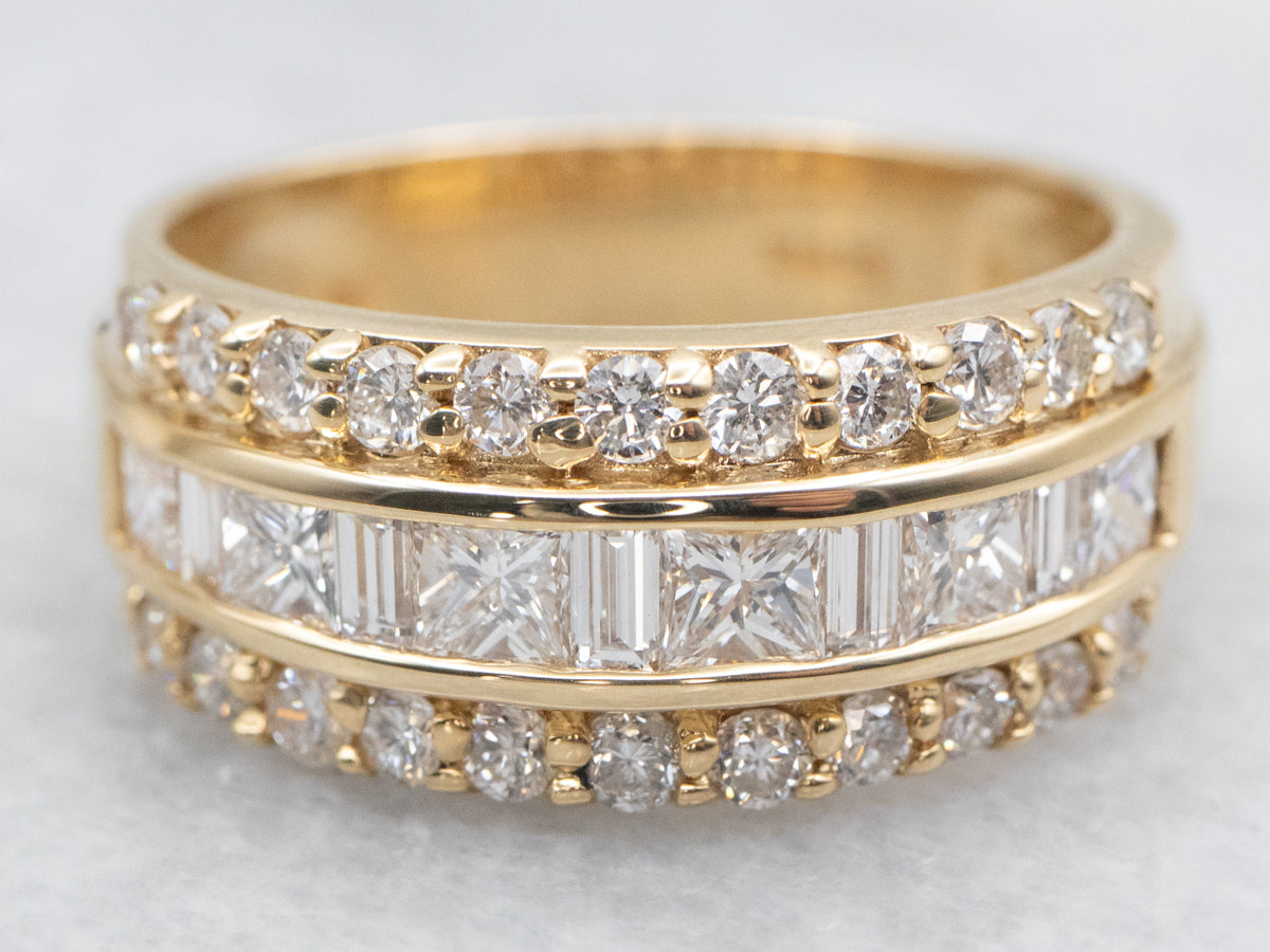 Gold Mixed-Cut Diamond Stacking Band