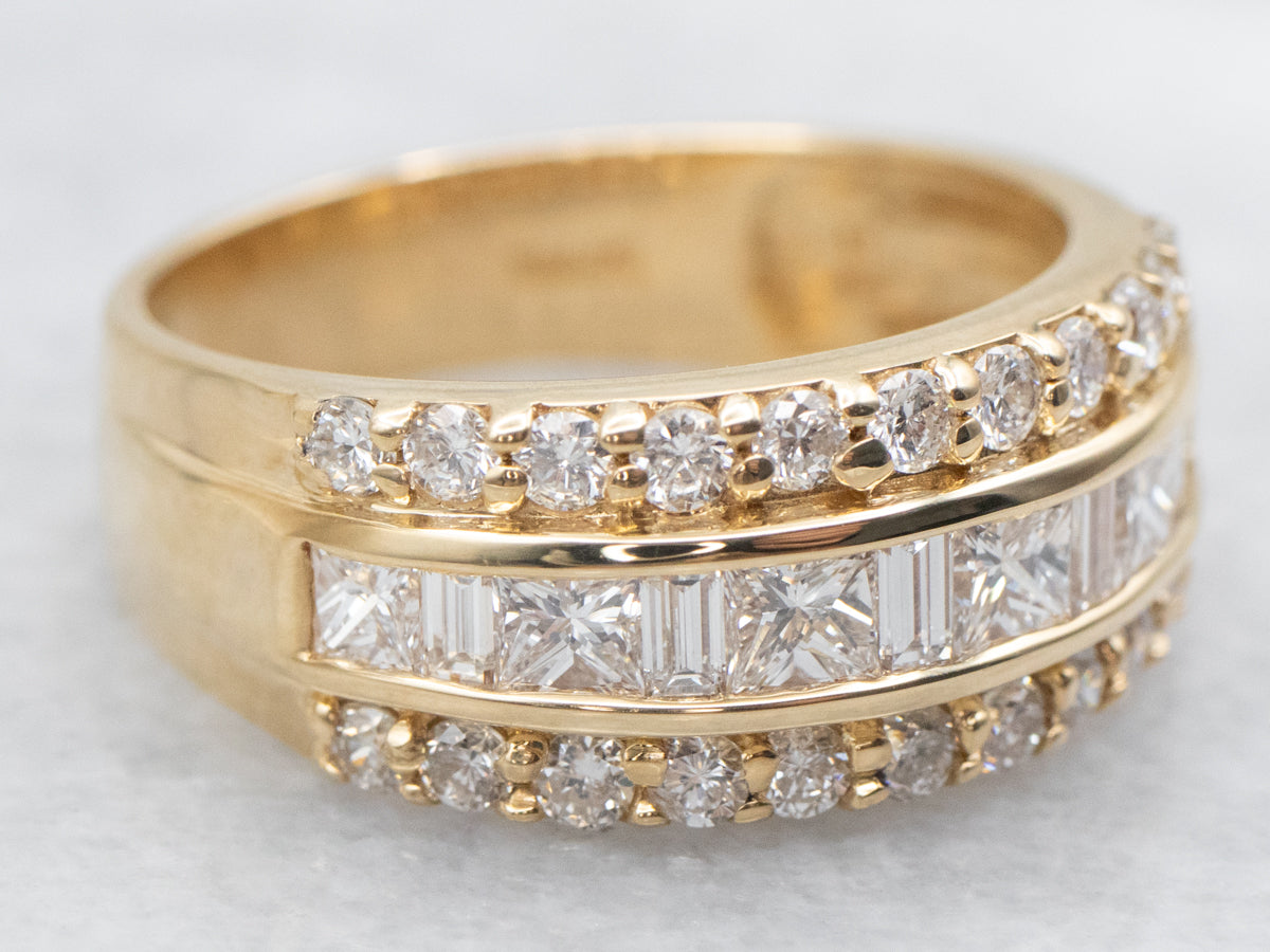 Gold Mixed-Cut Diamond Stacking Band