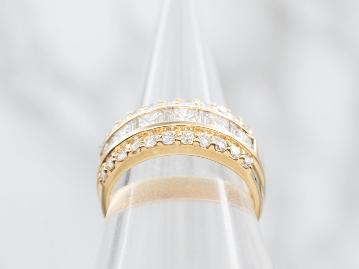 Gold Mixed-Cut Diamond Stacking Band