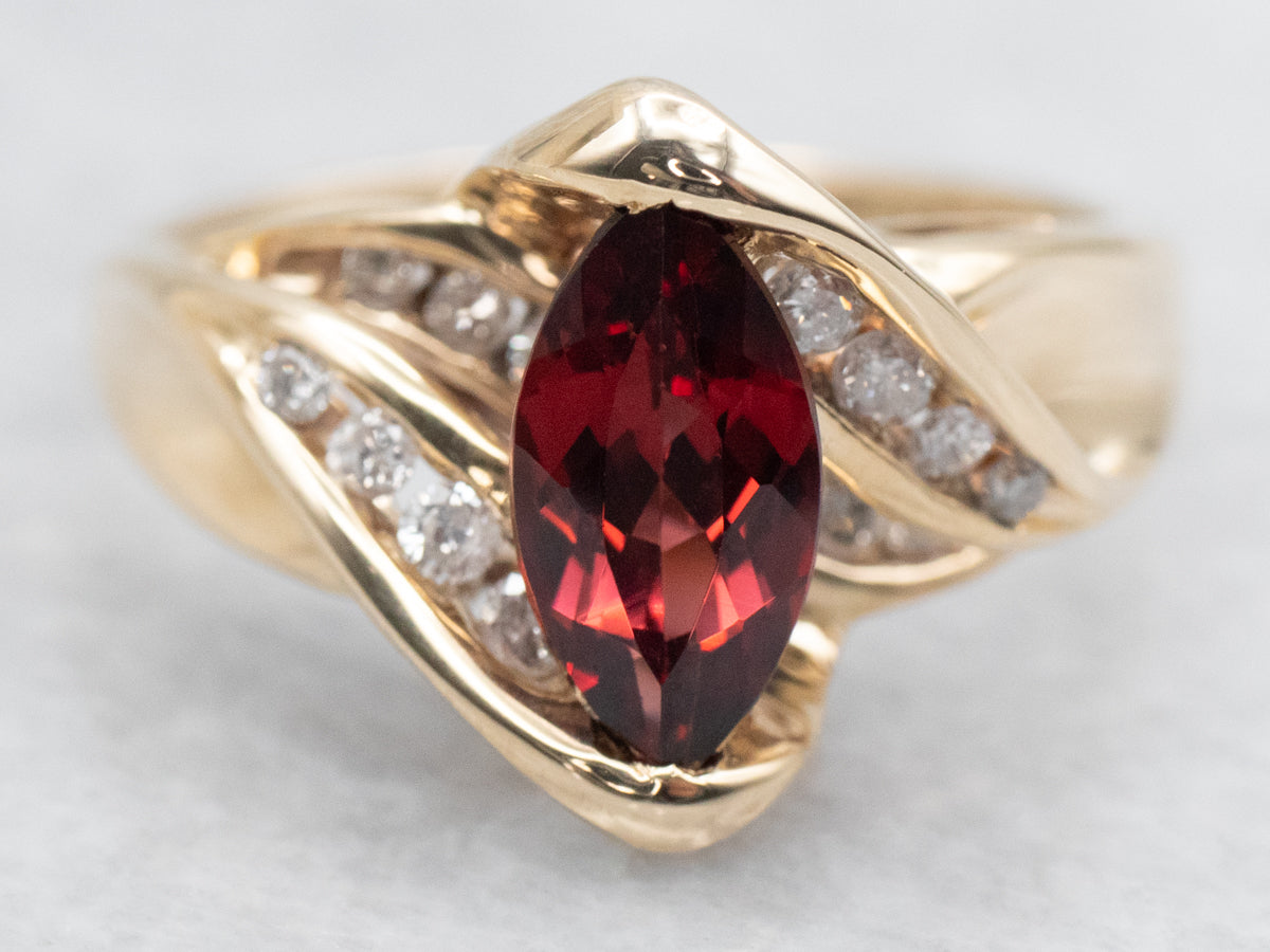 Garnet and Diamond Bypass RIng