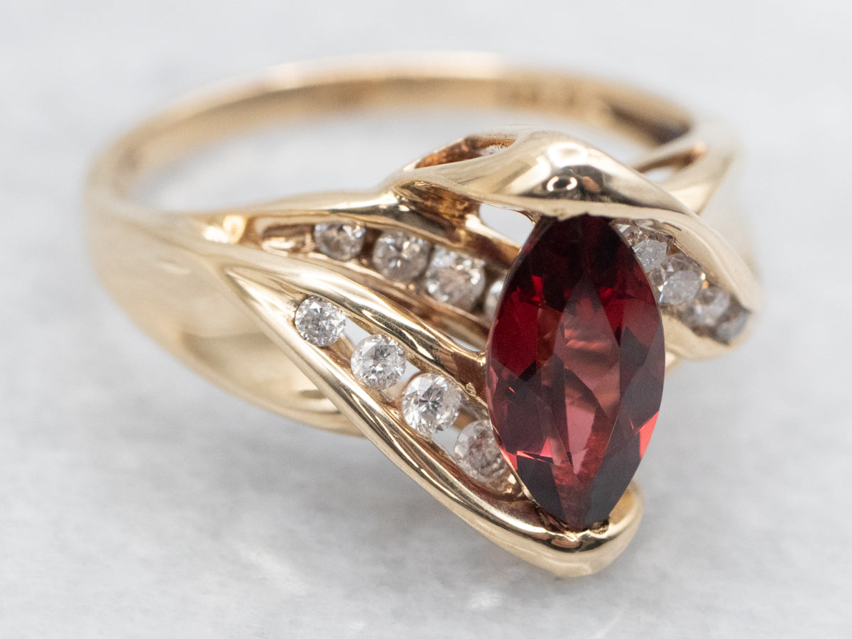 Garnet and Diamond Bypass RIng