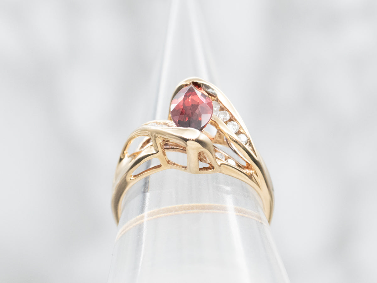 Garnet and Diamond Bypass RIng