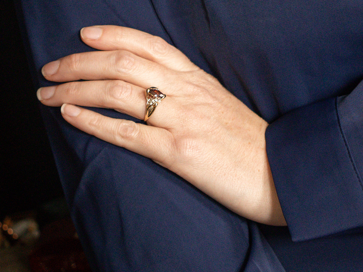 Garnet and Diamond Bypass RIng