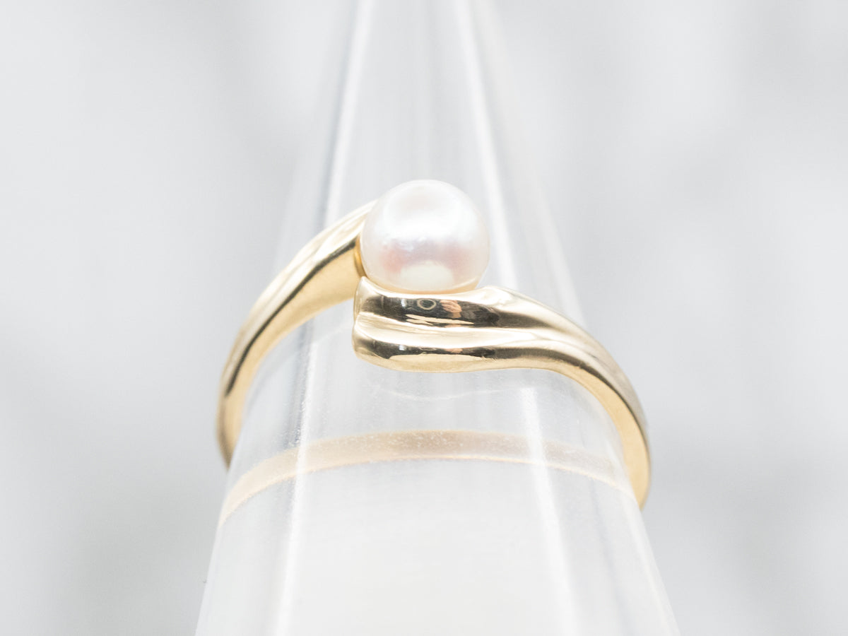 Pearl Solitaire Bypass Ring