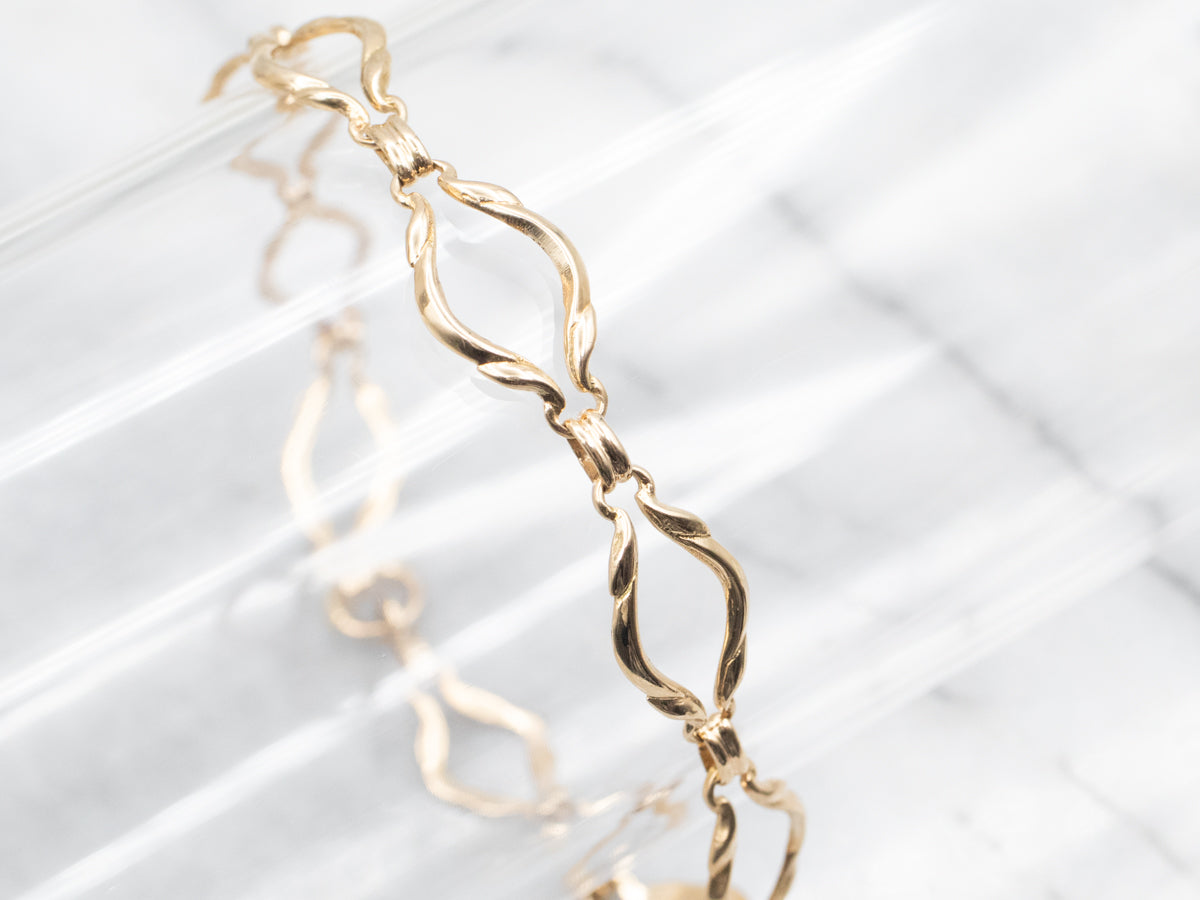 Gold Marquise Shaped Link Bracelet