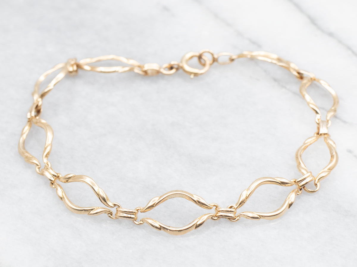 Gold Marquise Shaped Link Bracelet