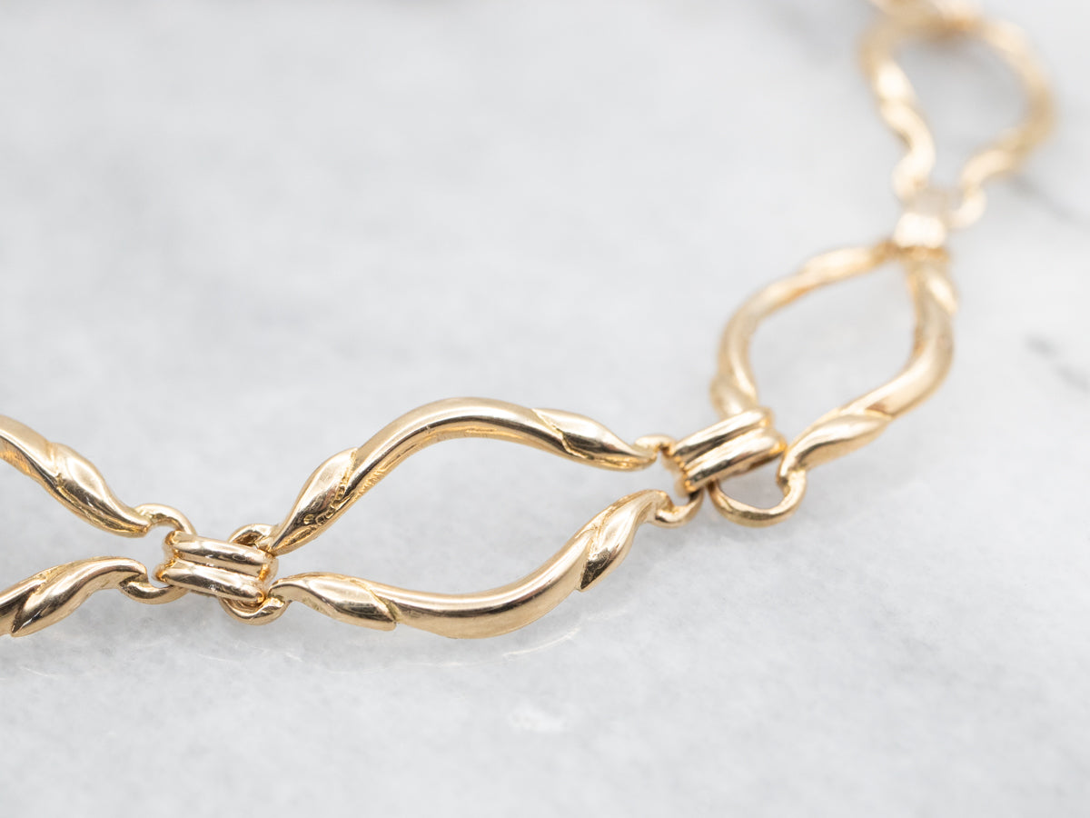 Gold Marquise Shaped Link Bracelet