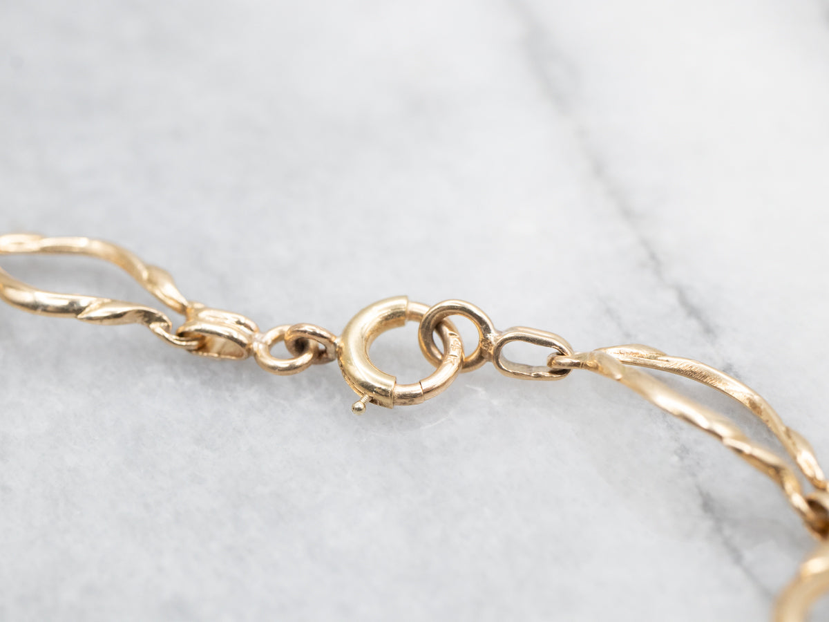 Gold Marquise Shaped Link Bracelet