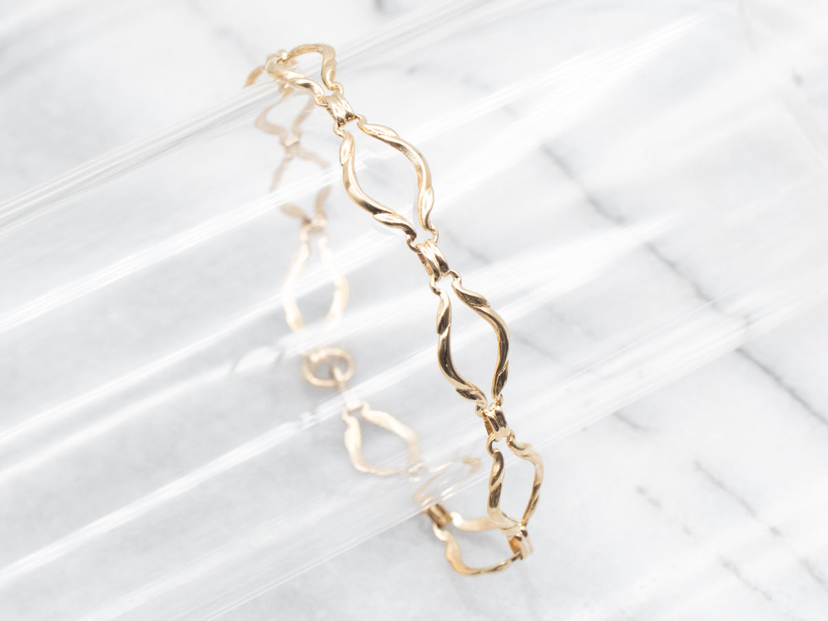 Gold Marquise Shaped Link Bracelet