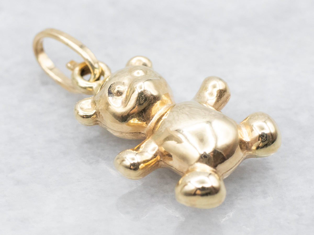 Gold Puffy Teddy Bear Charm