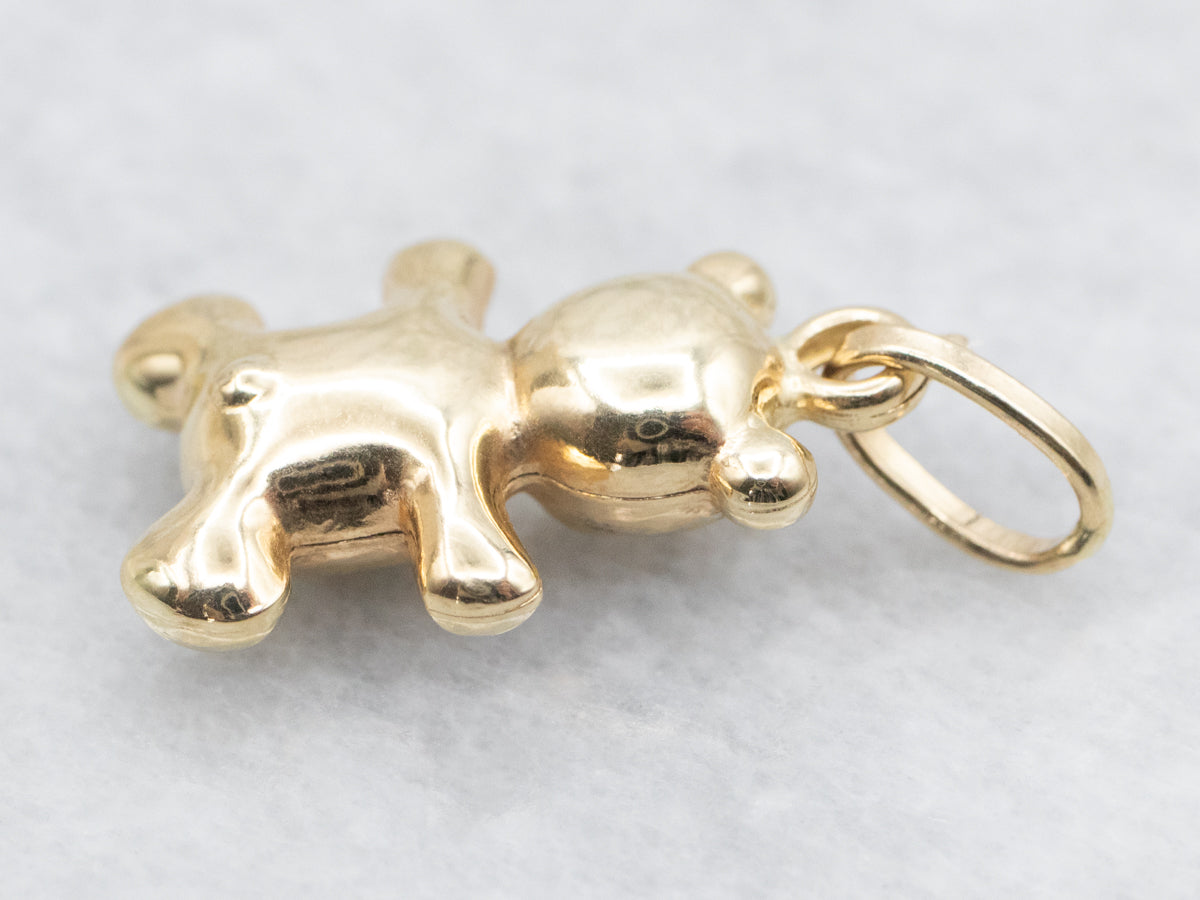 Gold Puffy Teddy Bear Charm