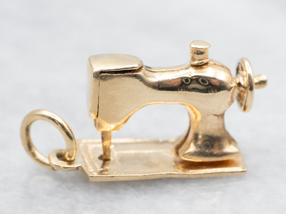 Vintage Gold Sewing Machine Charm