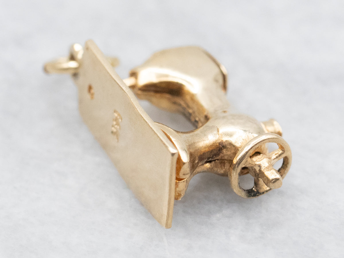 Vintage Gold Sewing Machine Charm