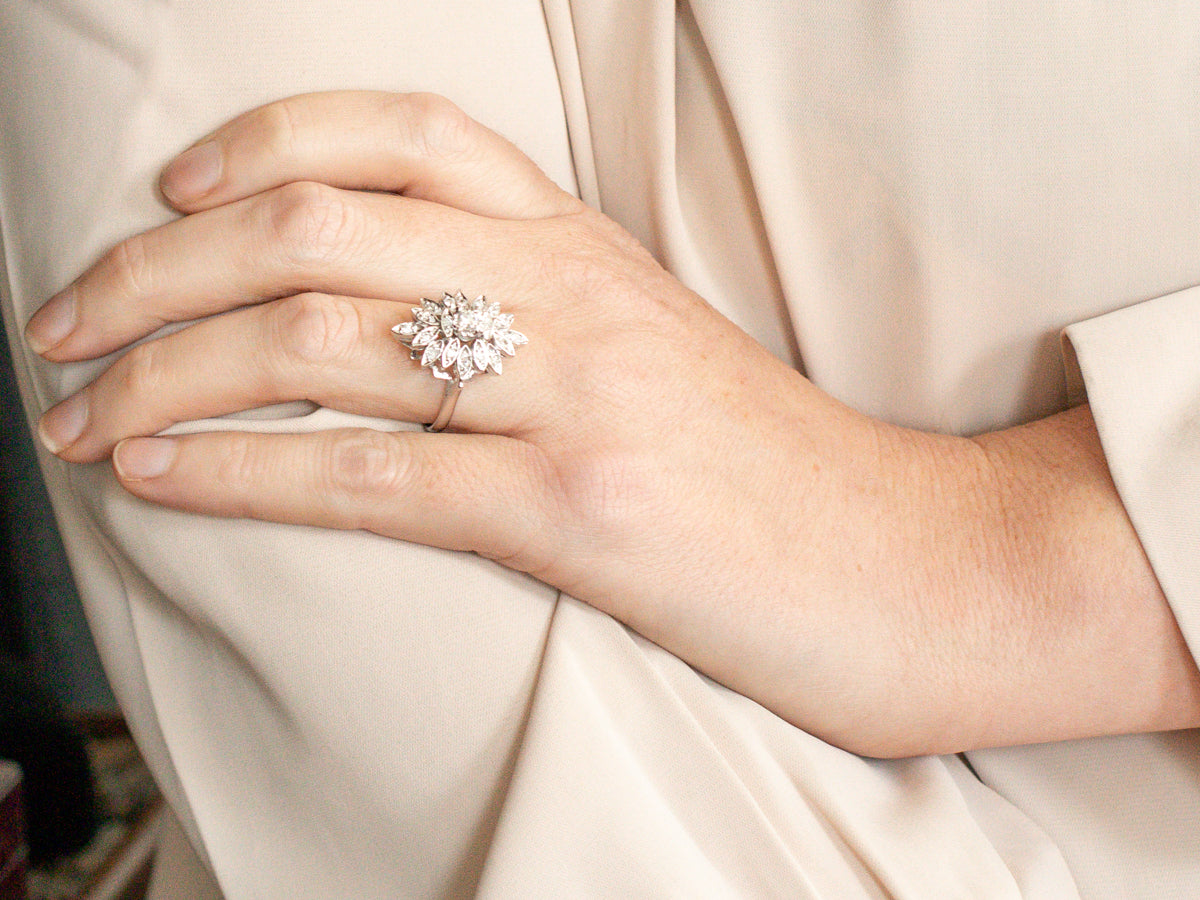 Modern Diamond Cluster Cocktail Ring