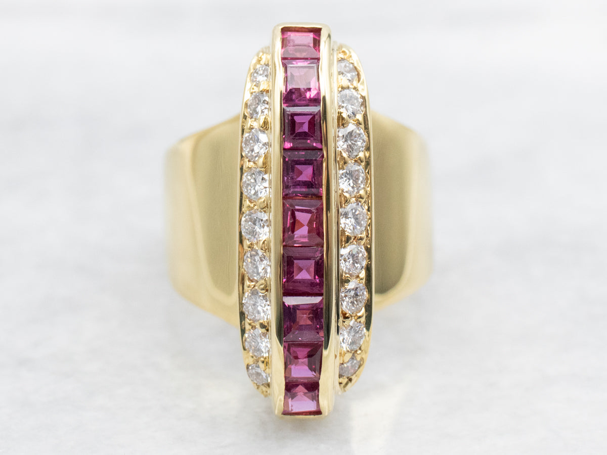 18K Gold Ruby and Diamond Statement Ring