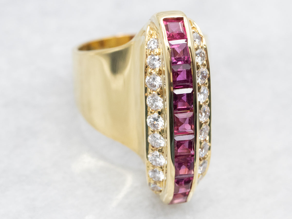 18K Gold Ruby and Diamond Statement Ring