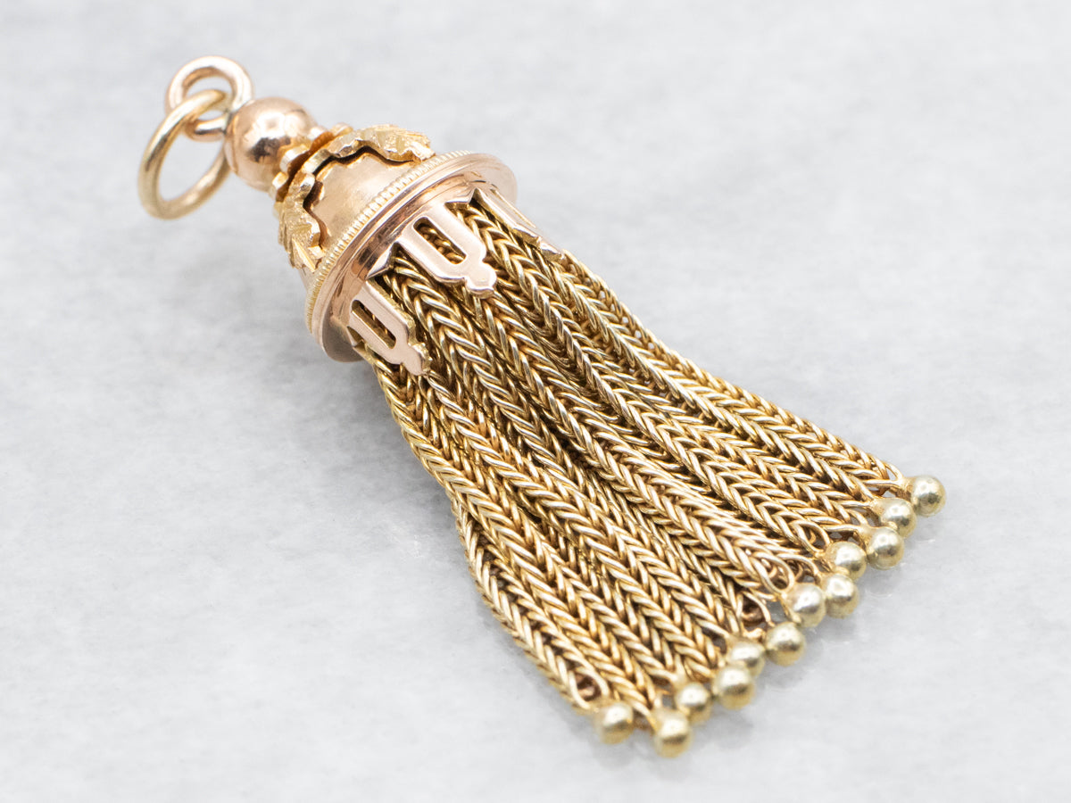 Botanical Antique Gold Tassel Pendant