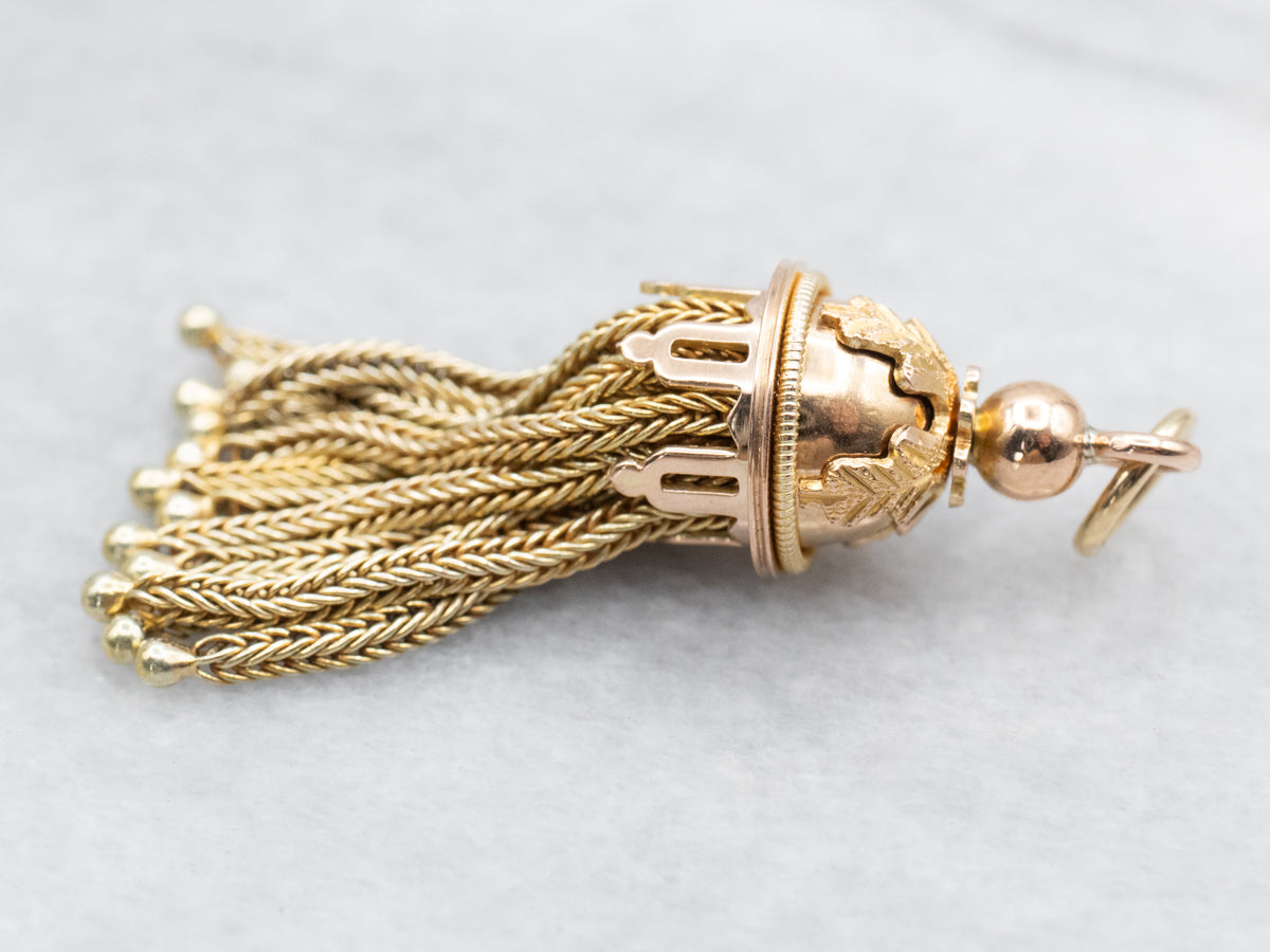 Botanical Antique Gold Tassel Pendant