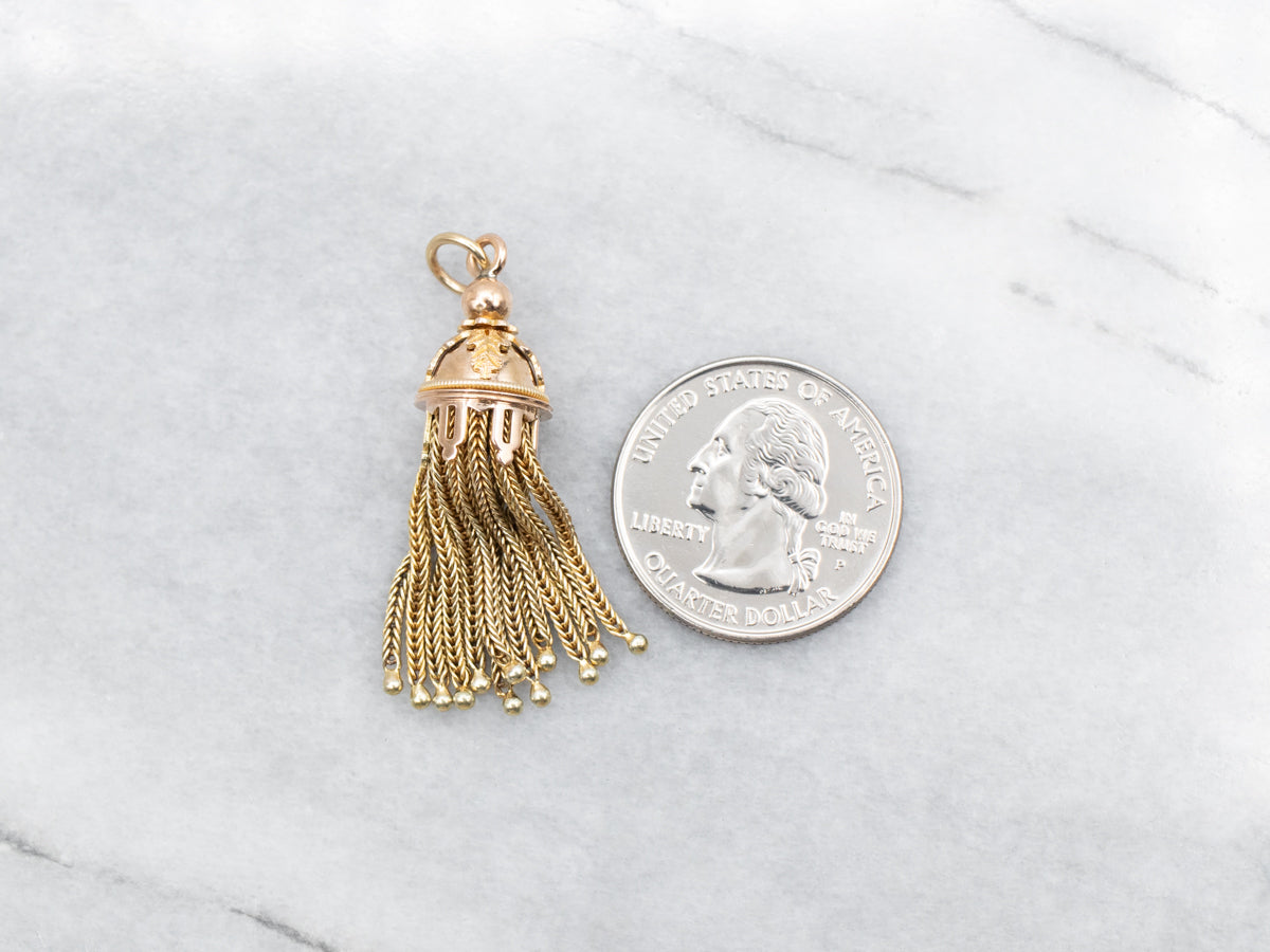 Botanical Antique Gold Tassel Pendant