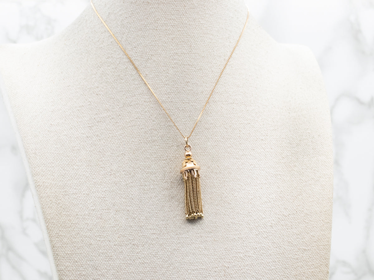 Botanical Antique Gold Tassel Pendant