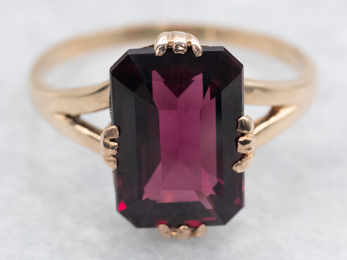 Vintage Rhodolite Garnet Solitaire Ring