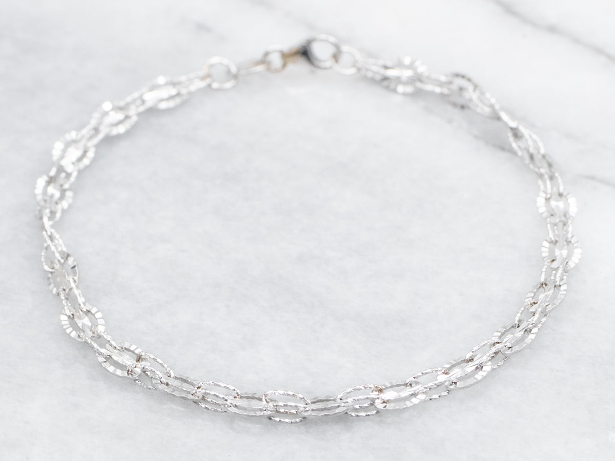 White Gold Interlocking Oval Link Bracelet