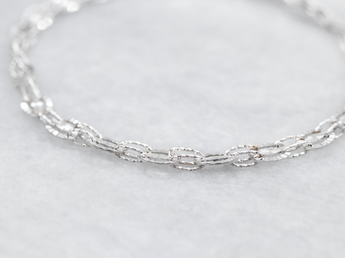 White Gold Interlocking Oval Link Bracelet