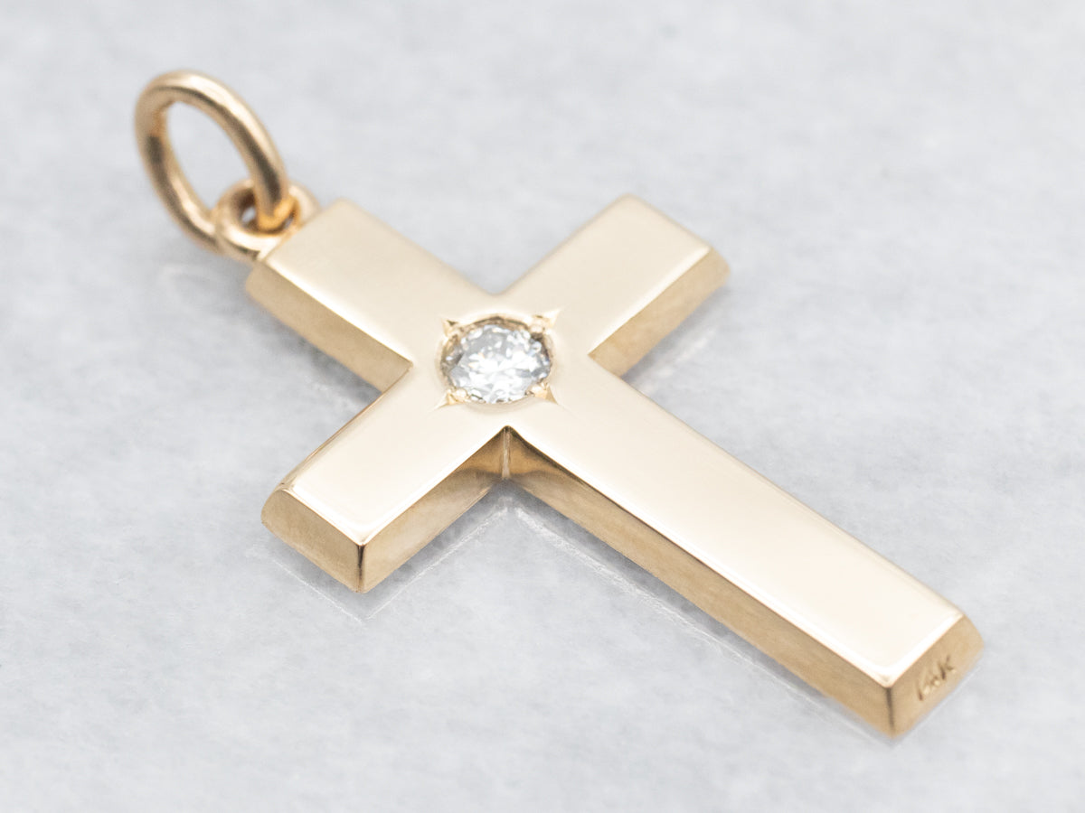 European Cut Diamond Cross Pendant