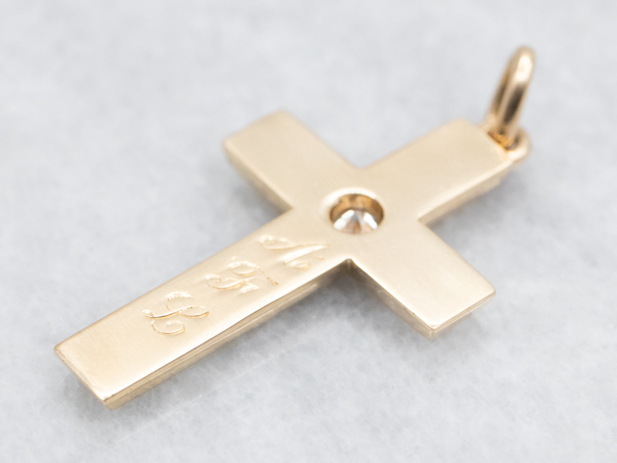 European Cut Diamond Cross Pendant