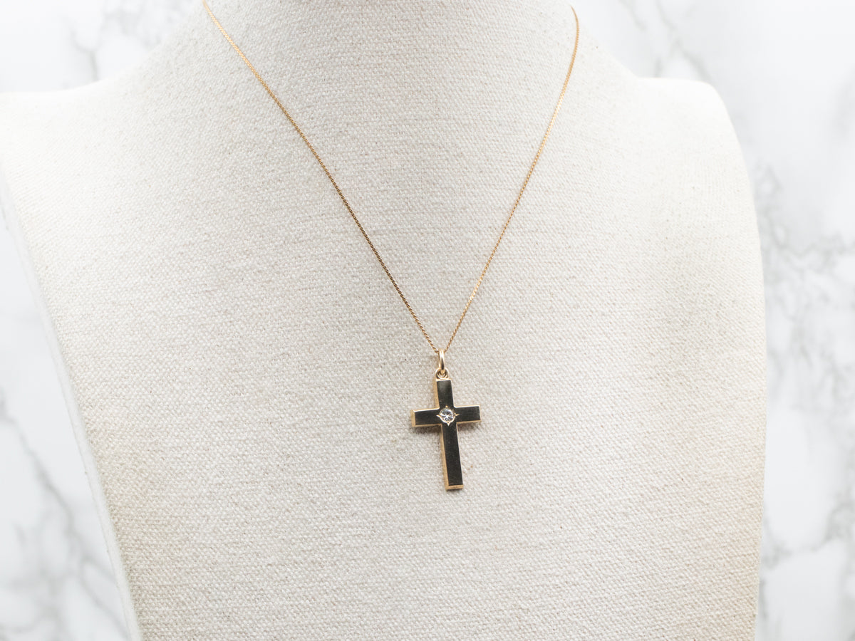 European Cut Diamond Cross Pendant