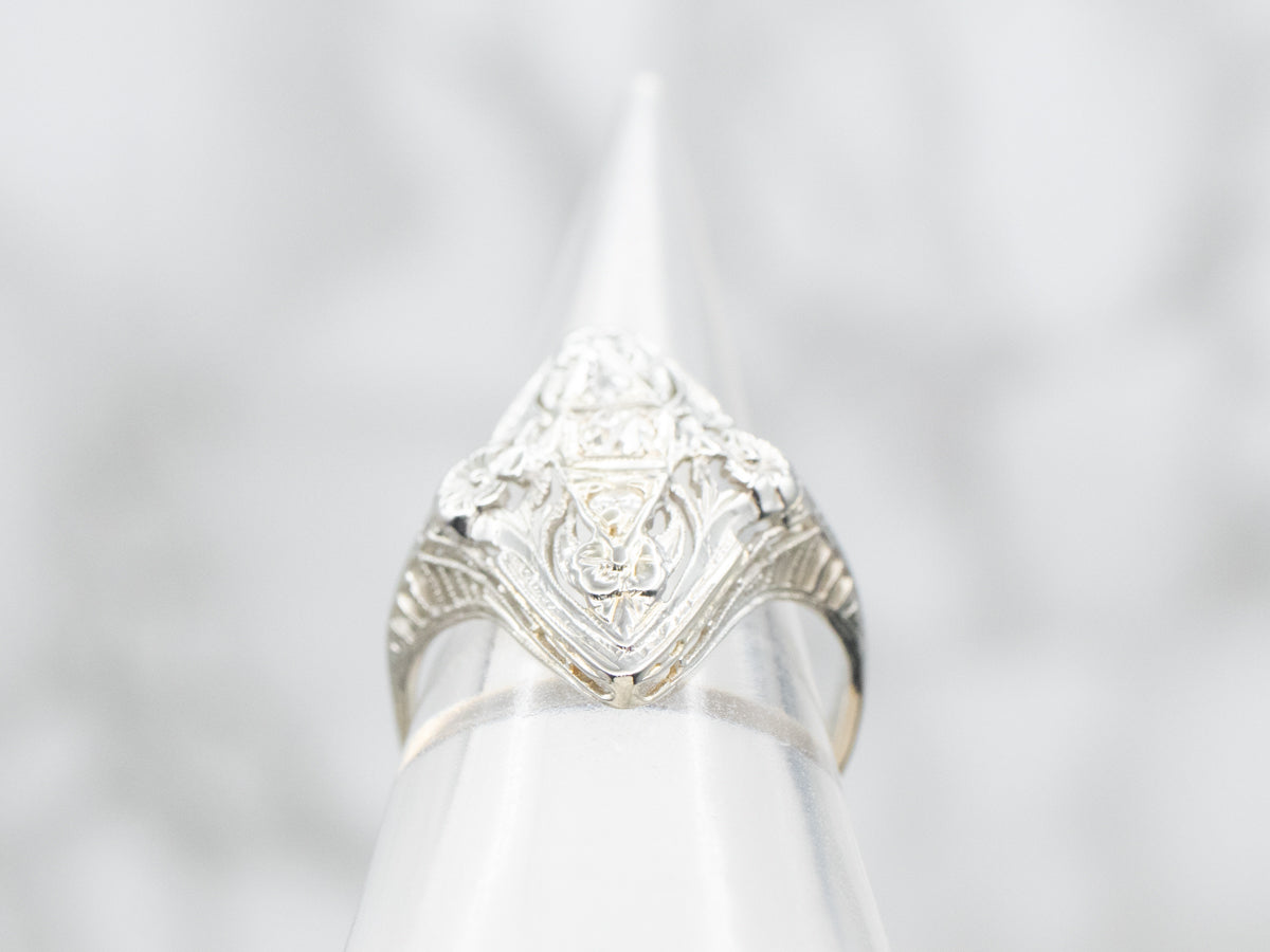 Art Deco Old Mine Cut Diamond Cocktail Ring