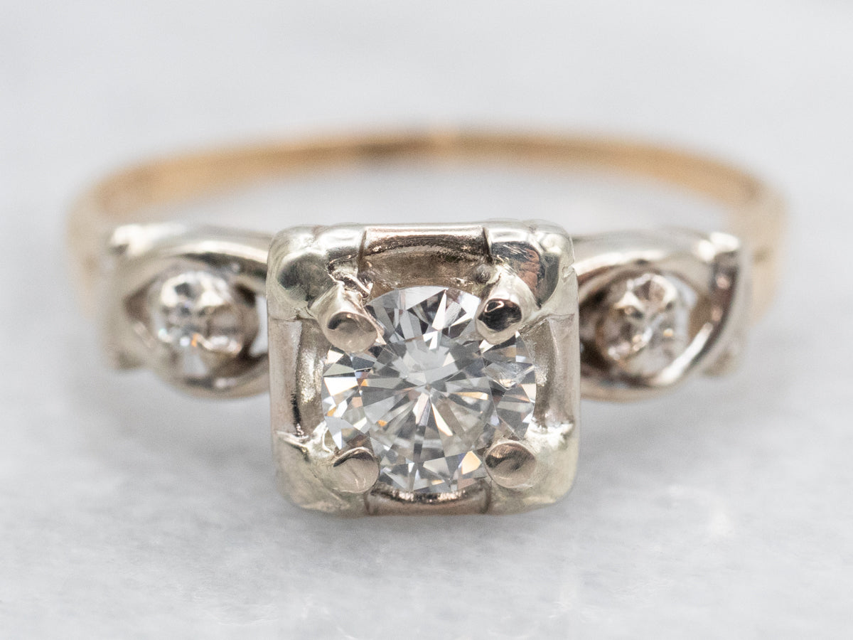 Retro Diamond Engagement Ring with Illusion Head