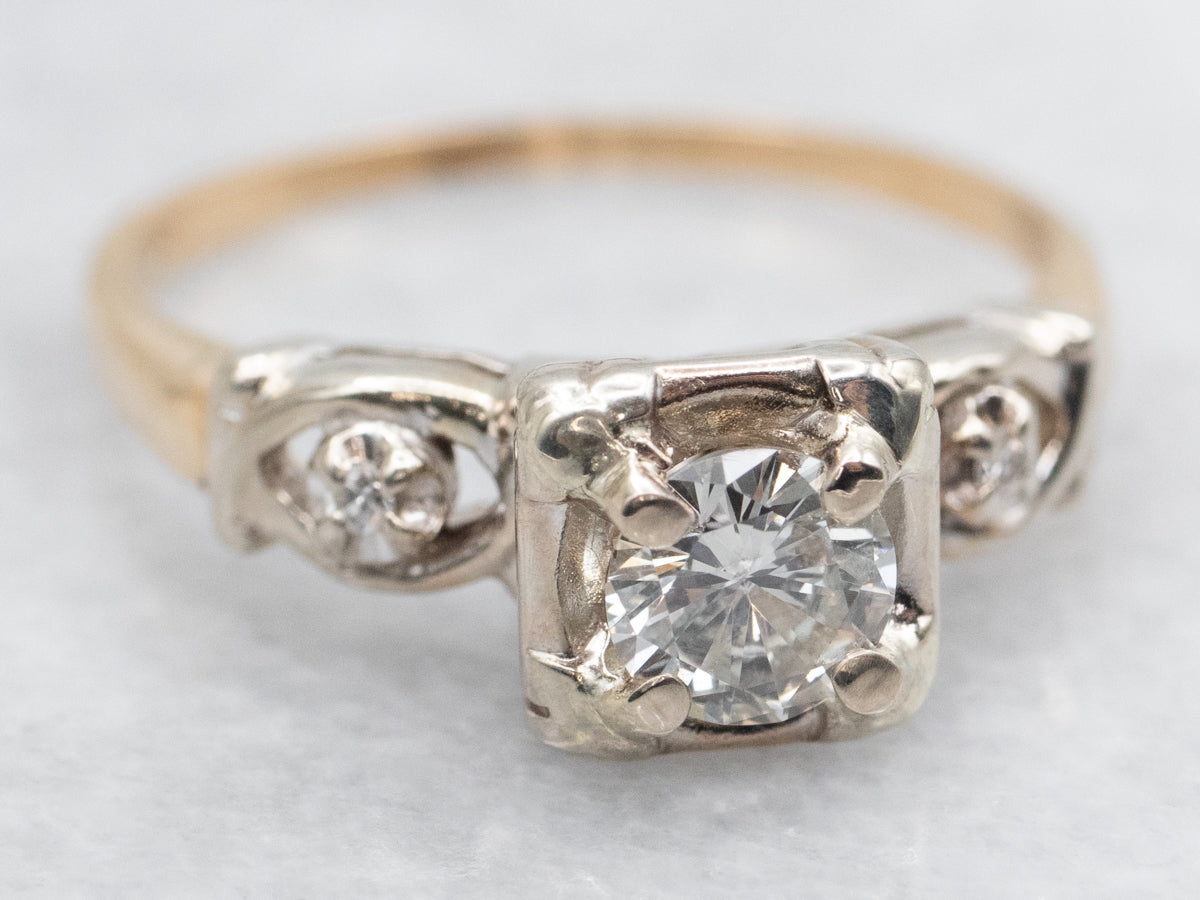 Retro Diamond Engagement Ring with Illusion Head